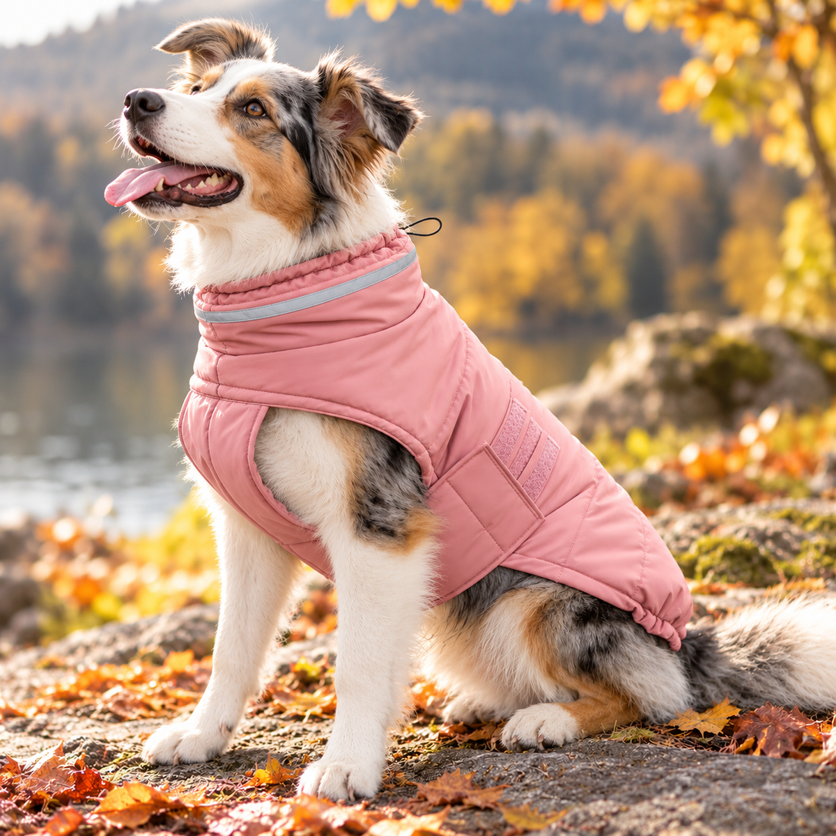 Padded Winter Dog Coat with High Collar