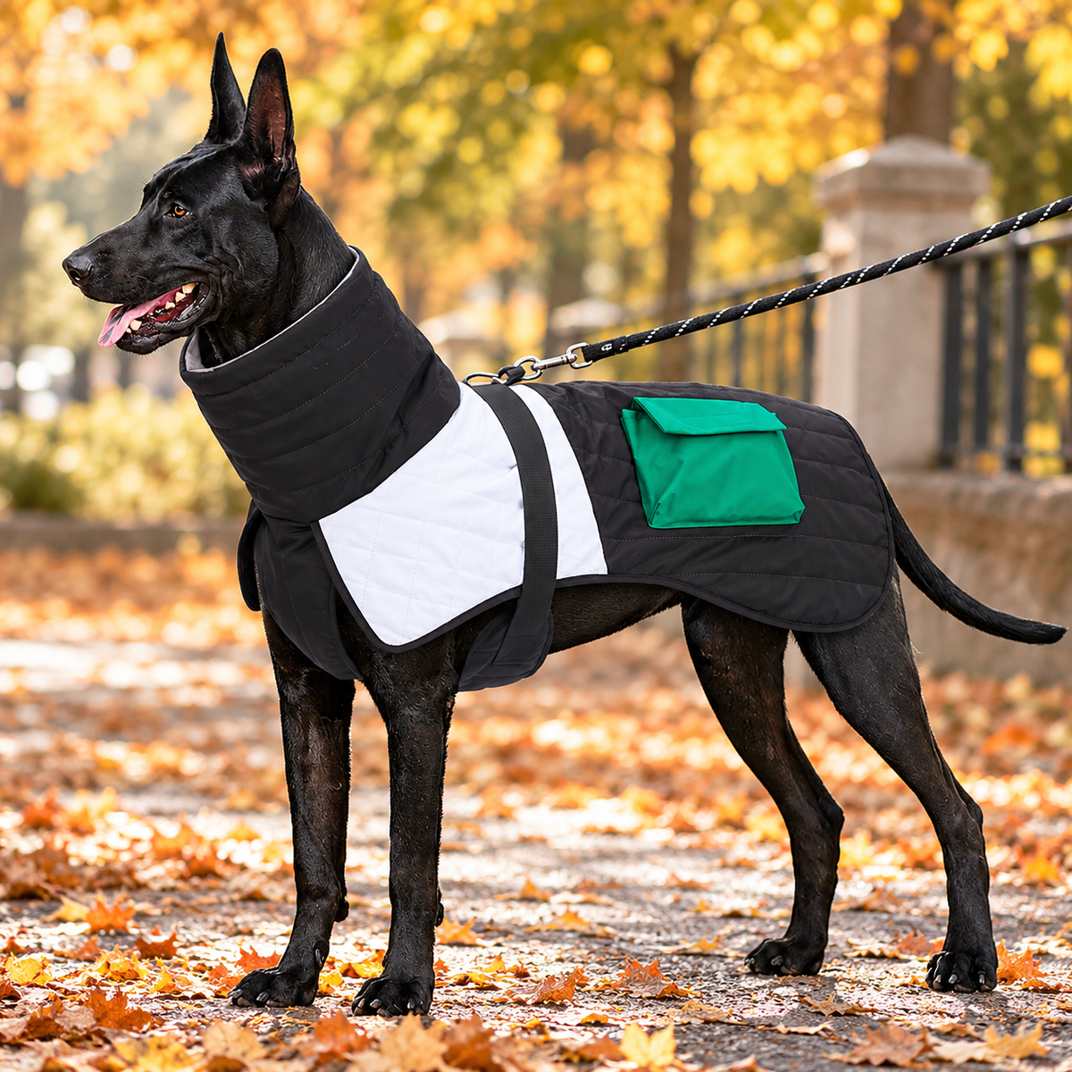 Quilted Winter Dog Jacket with Protective Neck Cover