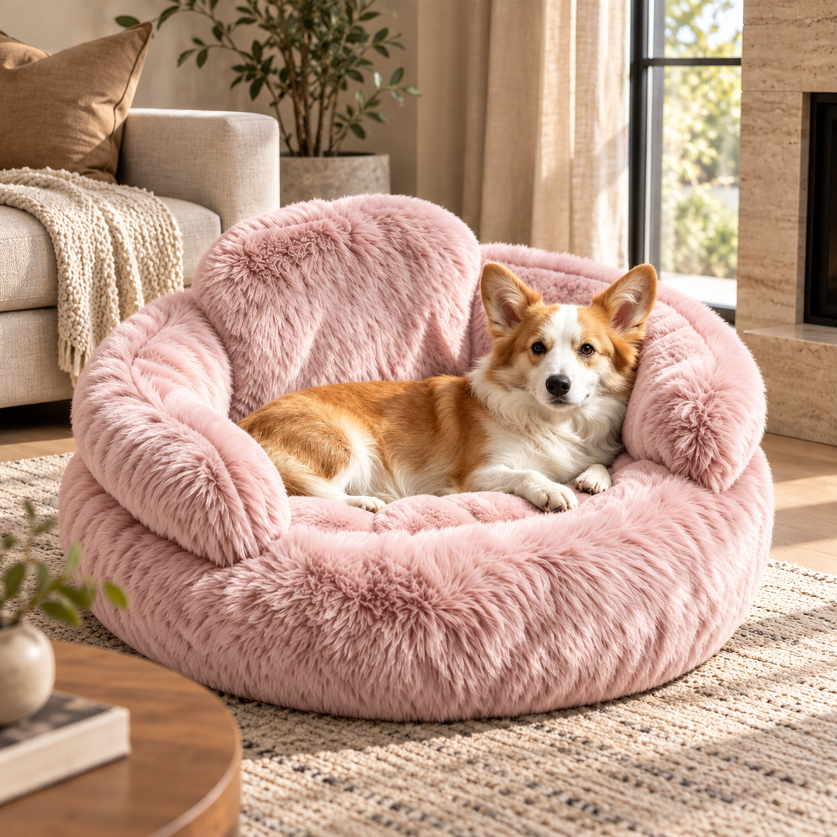 Fluffy Donut Small Dog Bed with Raised Sides