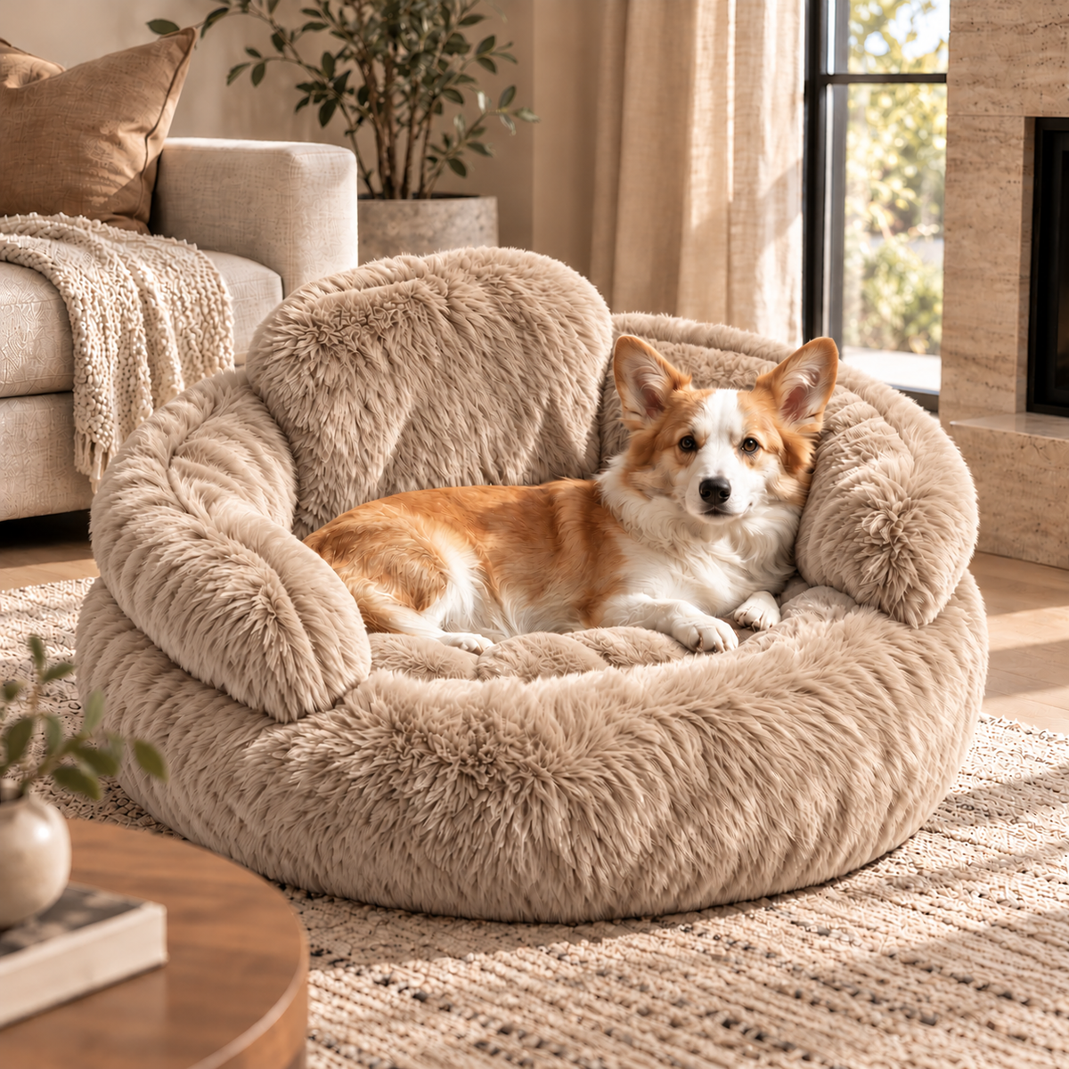 Fluffy Donut Small Dog Bed with Raised Sides