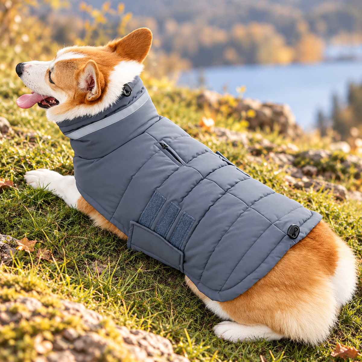 Padded Winter Dog Coat with High Collar