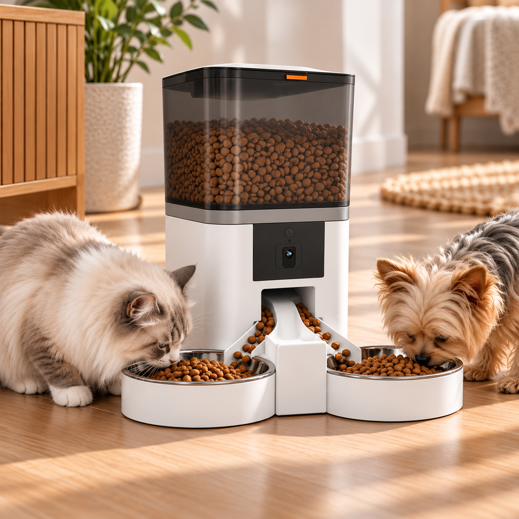Smart Automatic Pet Feeder with WiFi App Control and Dual Bowls 6L