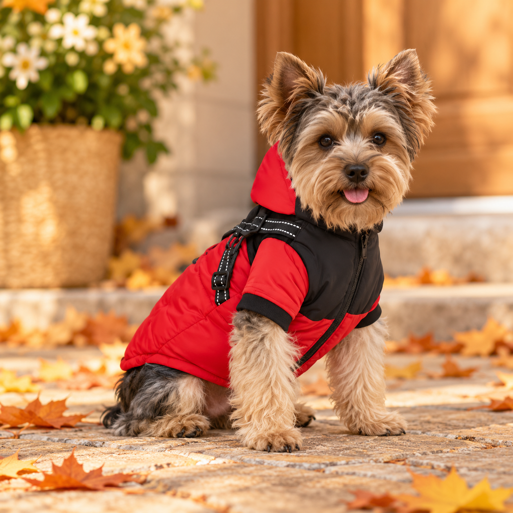 Waterproof Dog Winter Jacket with Built-In Harness