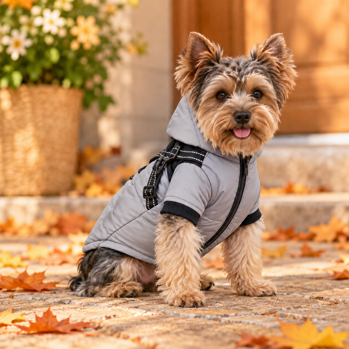 Waterproof Dog Winter Jacket with Built-In Harness