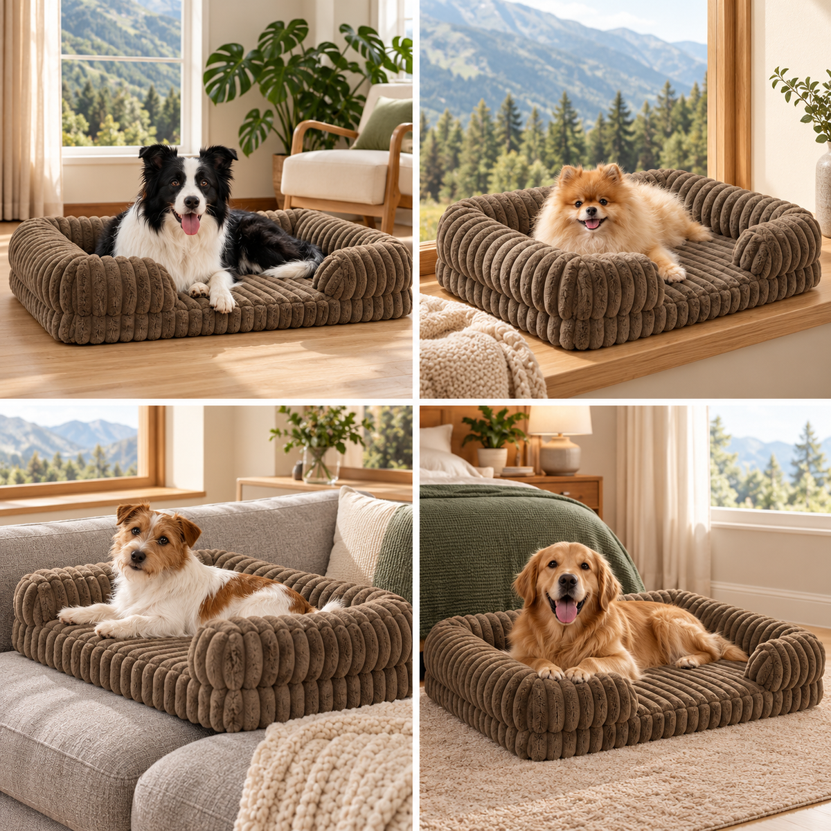 Corduroy Dog Bed with Raised Sides – Soft and Cosy Sofa