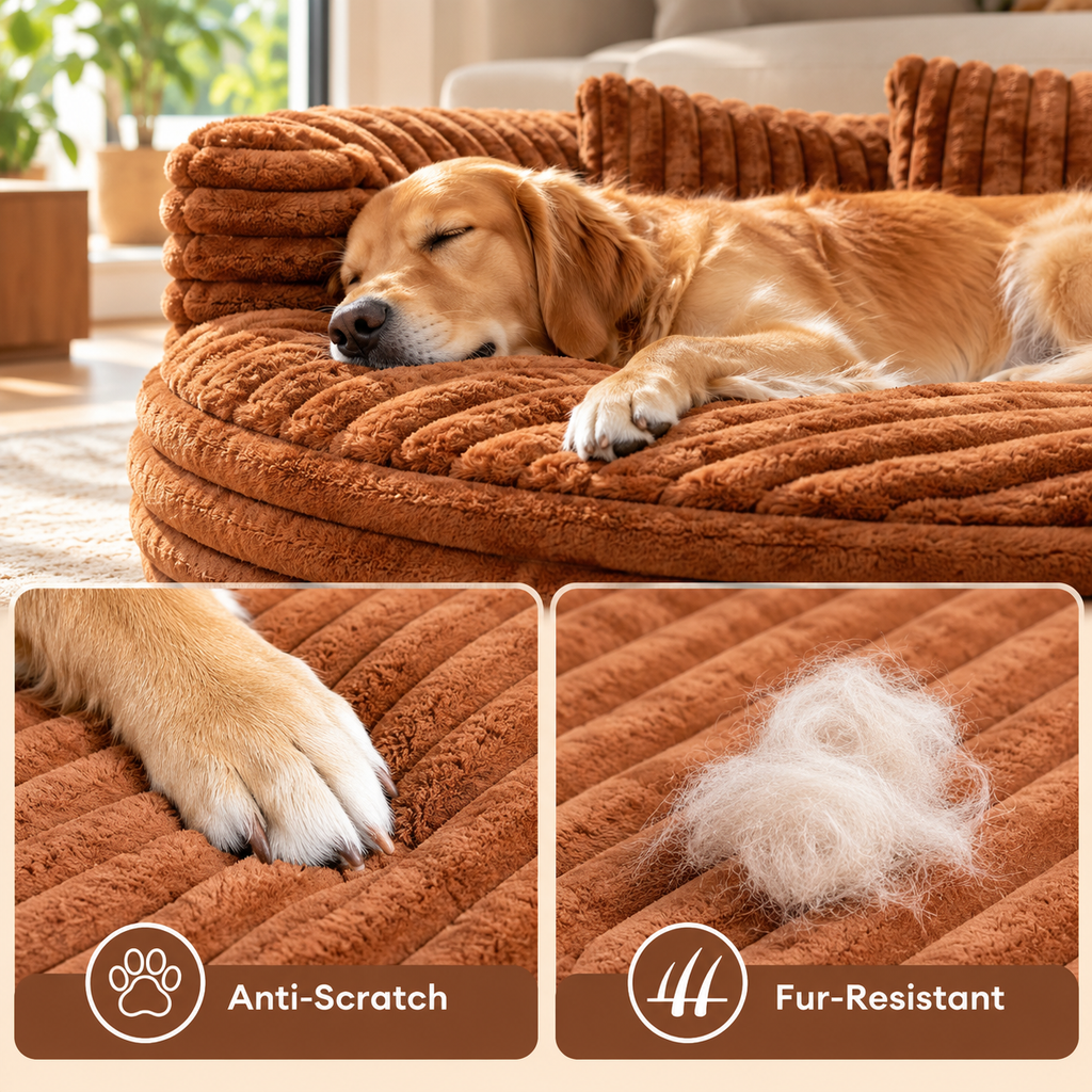 Corduroy Dog Sofa Bed with Raised Sides