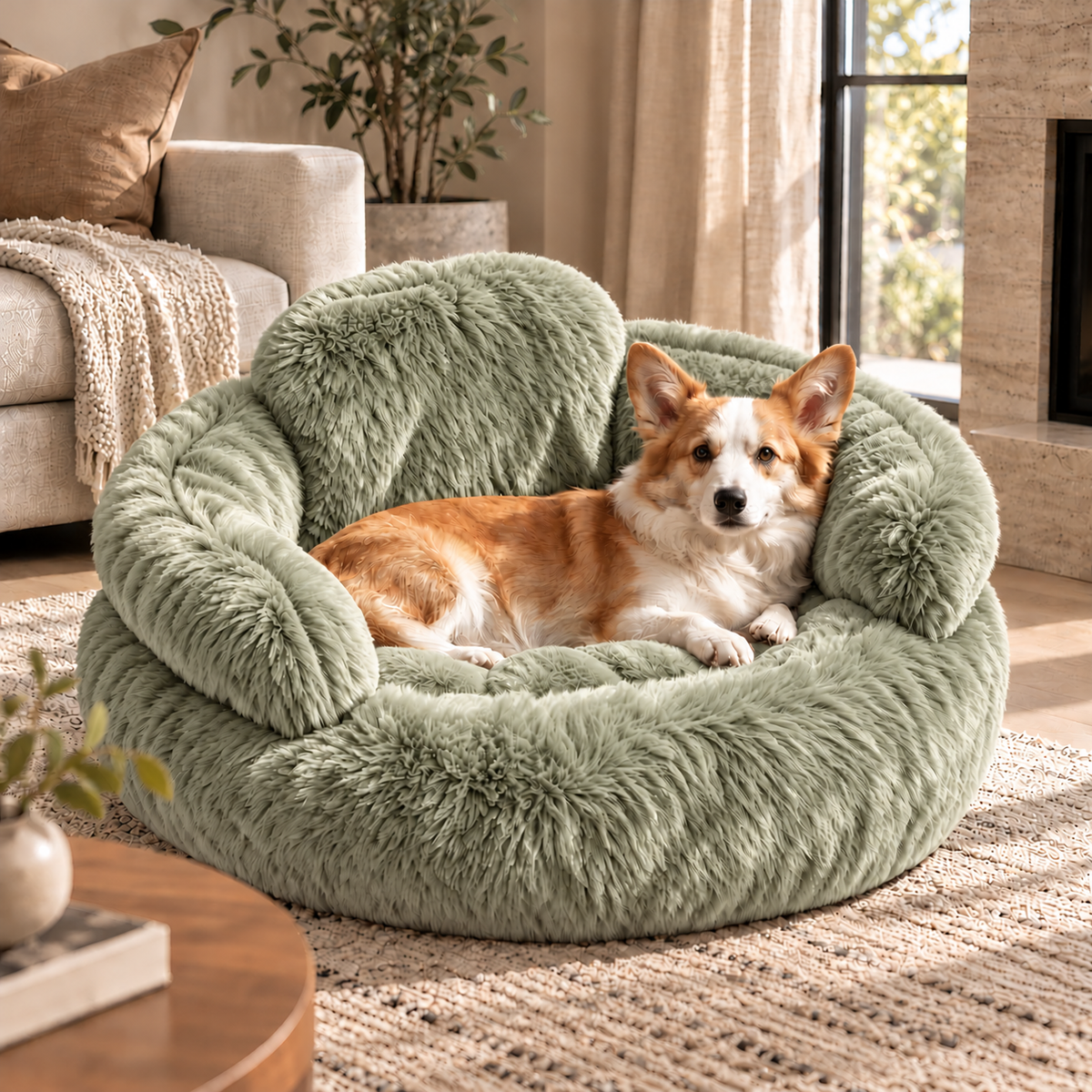Fluffy Donut Small Dog Bed with Raised Sides