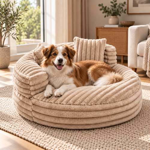 Corduroy Dog Sofa Bed with Raised Sides