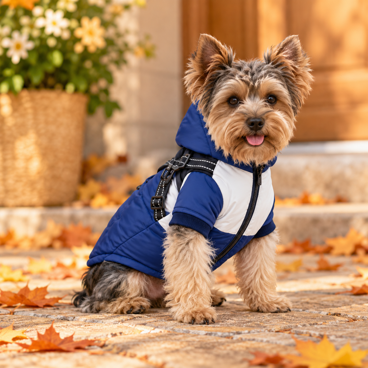 Waterproof Dog Winter Jacket with Built-In Harness