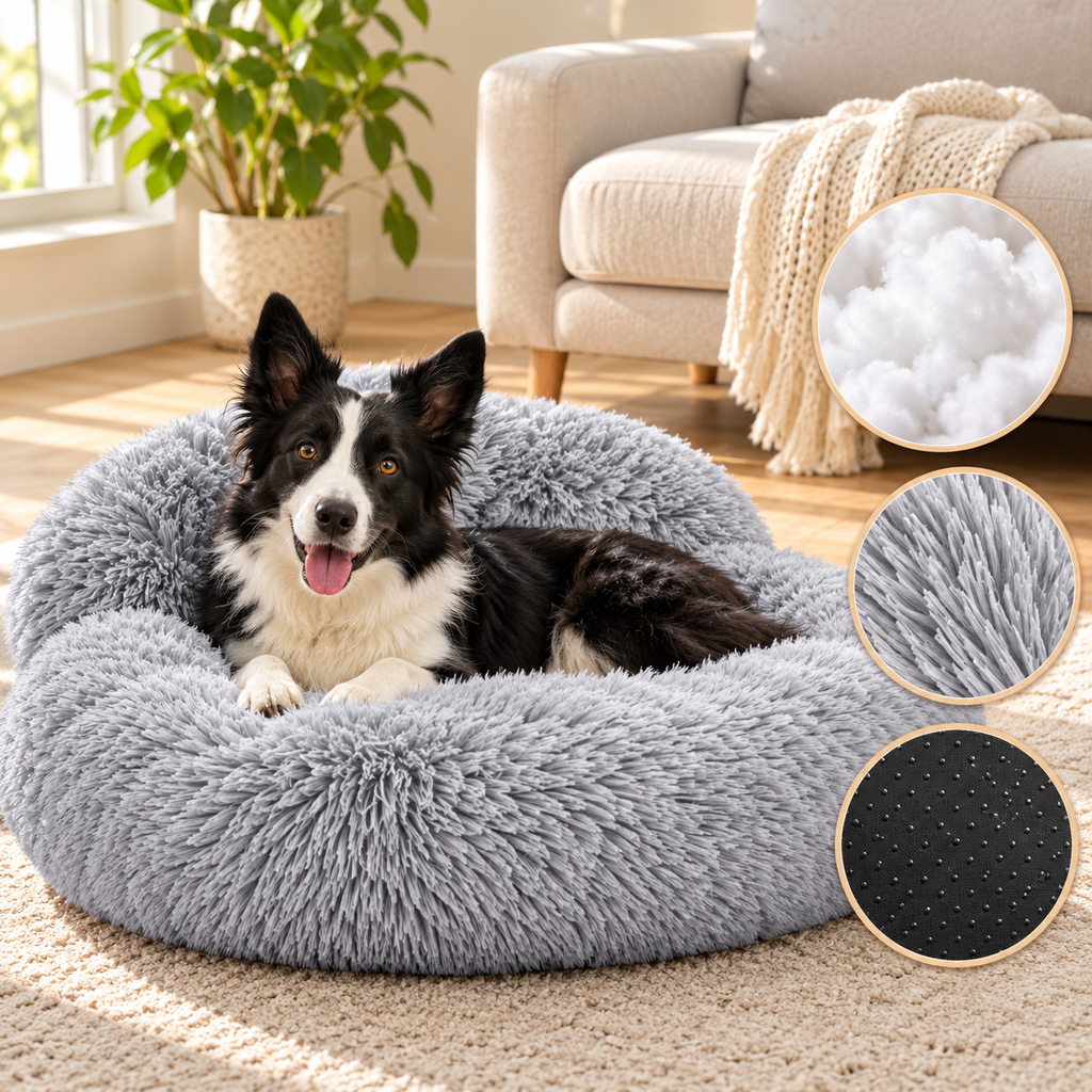 Fluffy Donut Dog Bed with Raised Sides