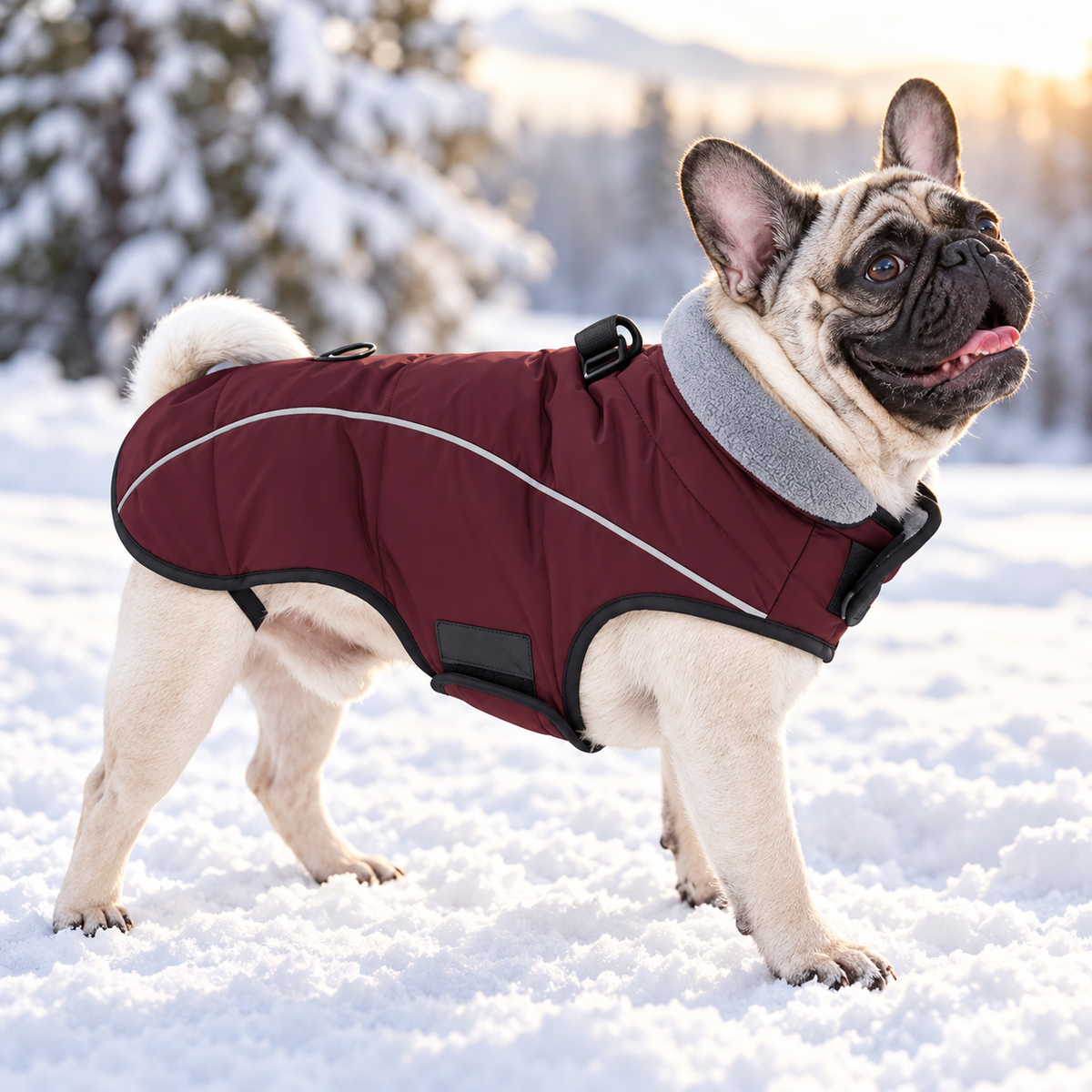 Warm Padded Winter Dog Coat with Fleece Collar