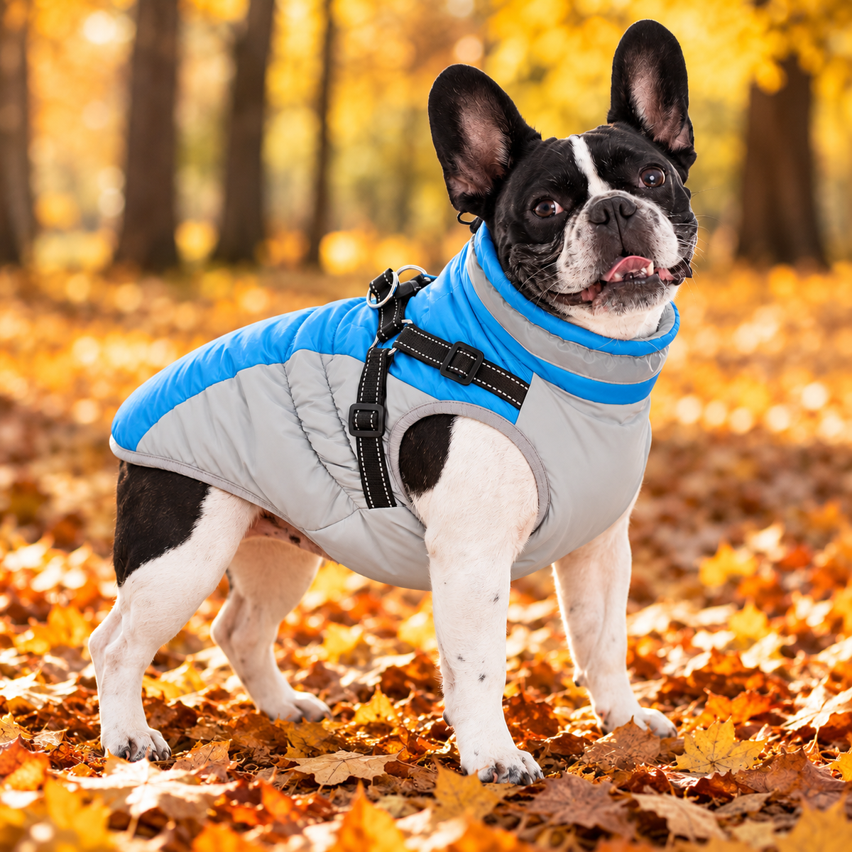 Warm Reflective Dog Coat with Adjustable Harness