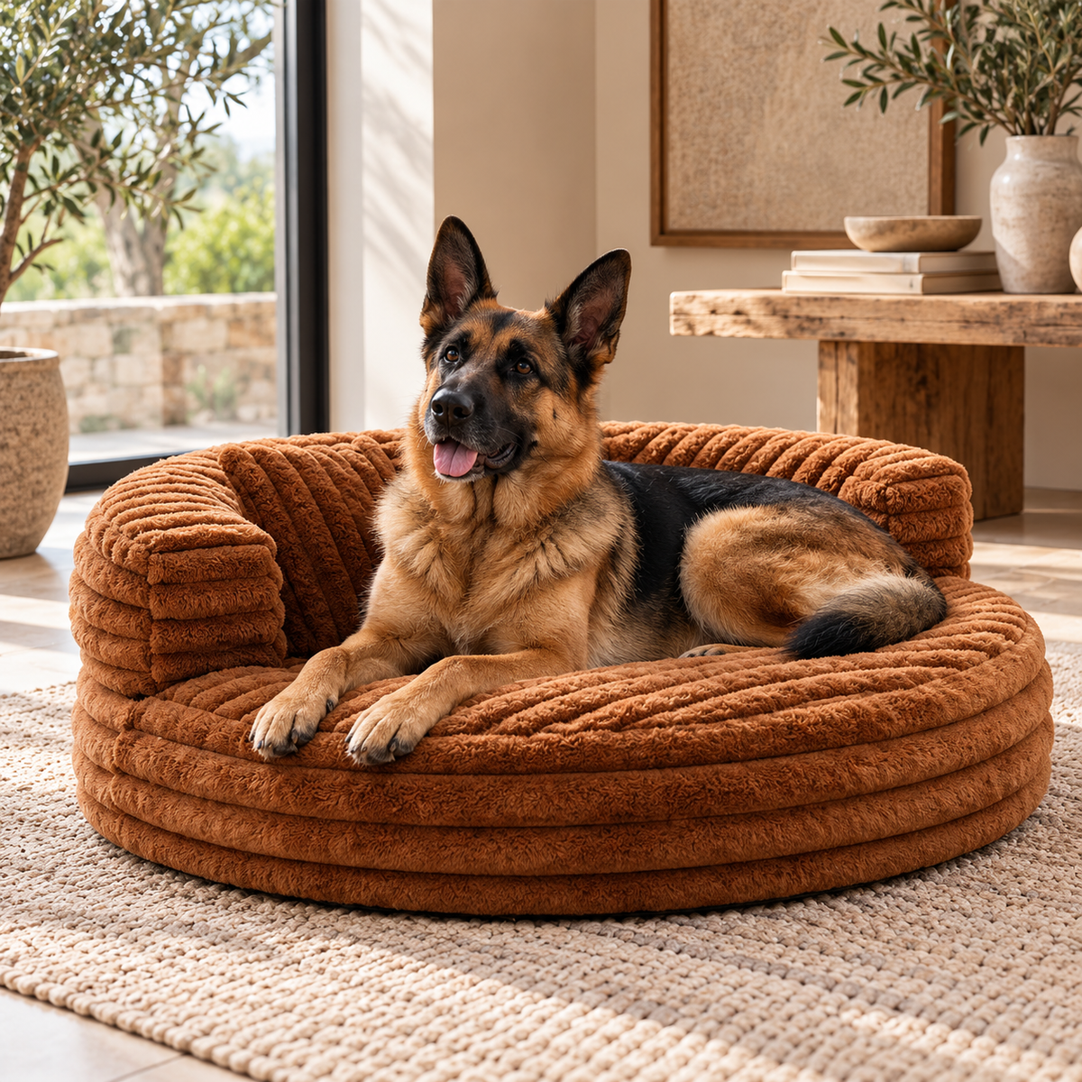Corduroy Dog Sofa Bed with Raised Sides