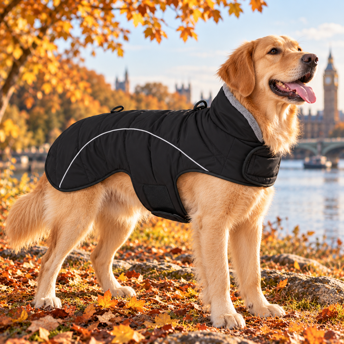 Warm Padded Winter Dog Coat with Fleece Collar