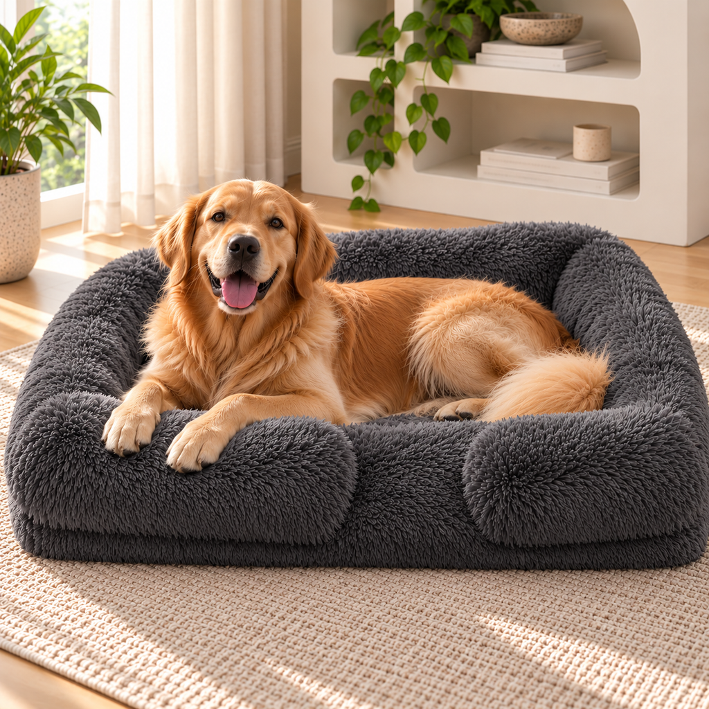 Fluffy Dog Bed with Raised Sides