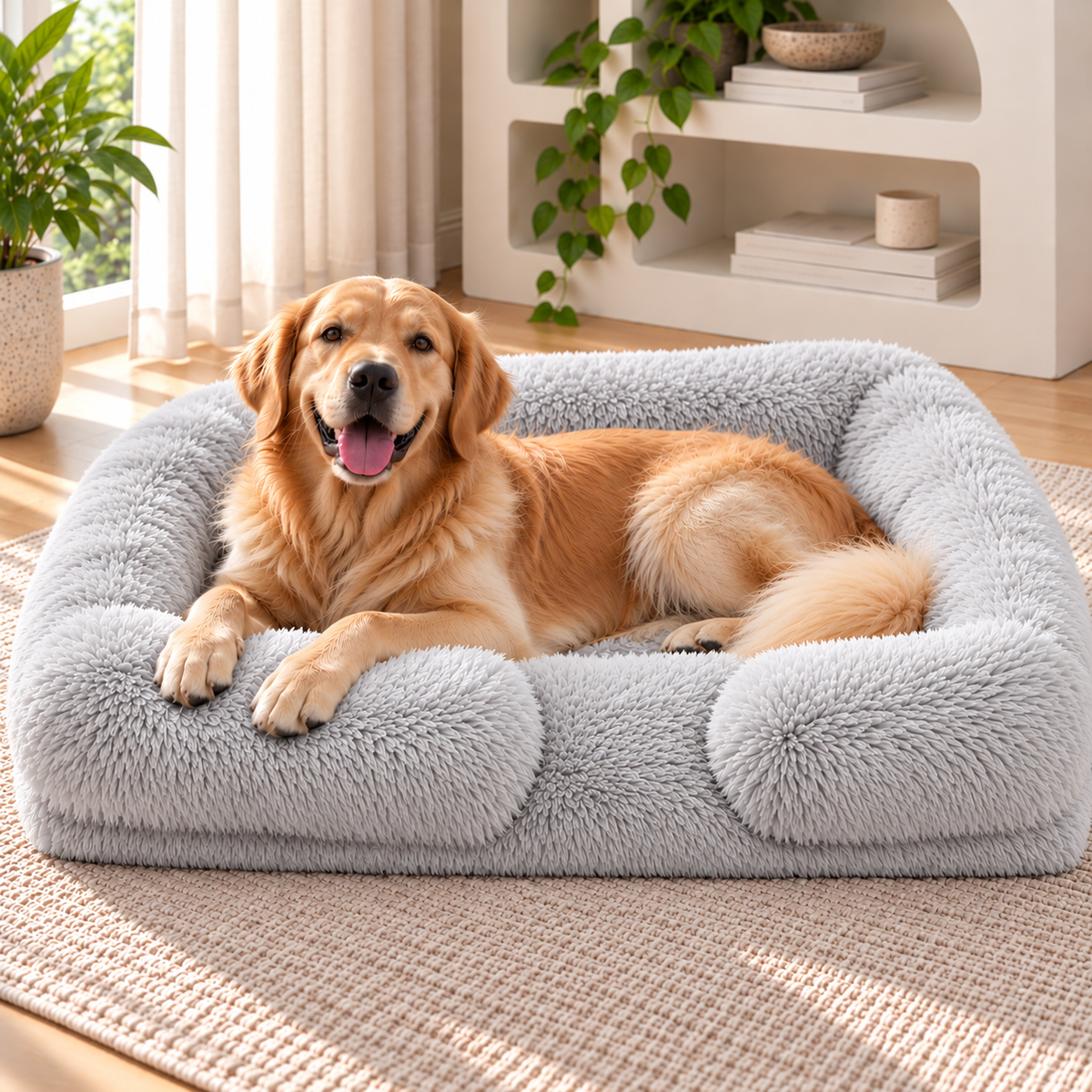 Fluffy Dog Bed with Raised Sides