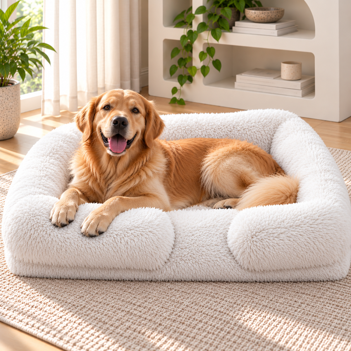 Fluffy Dog Bed with Raised Sides