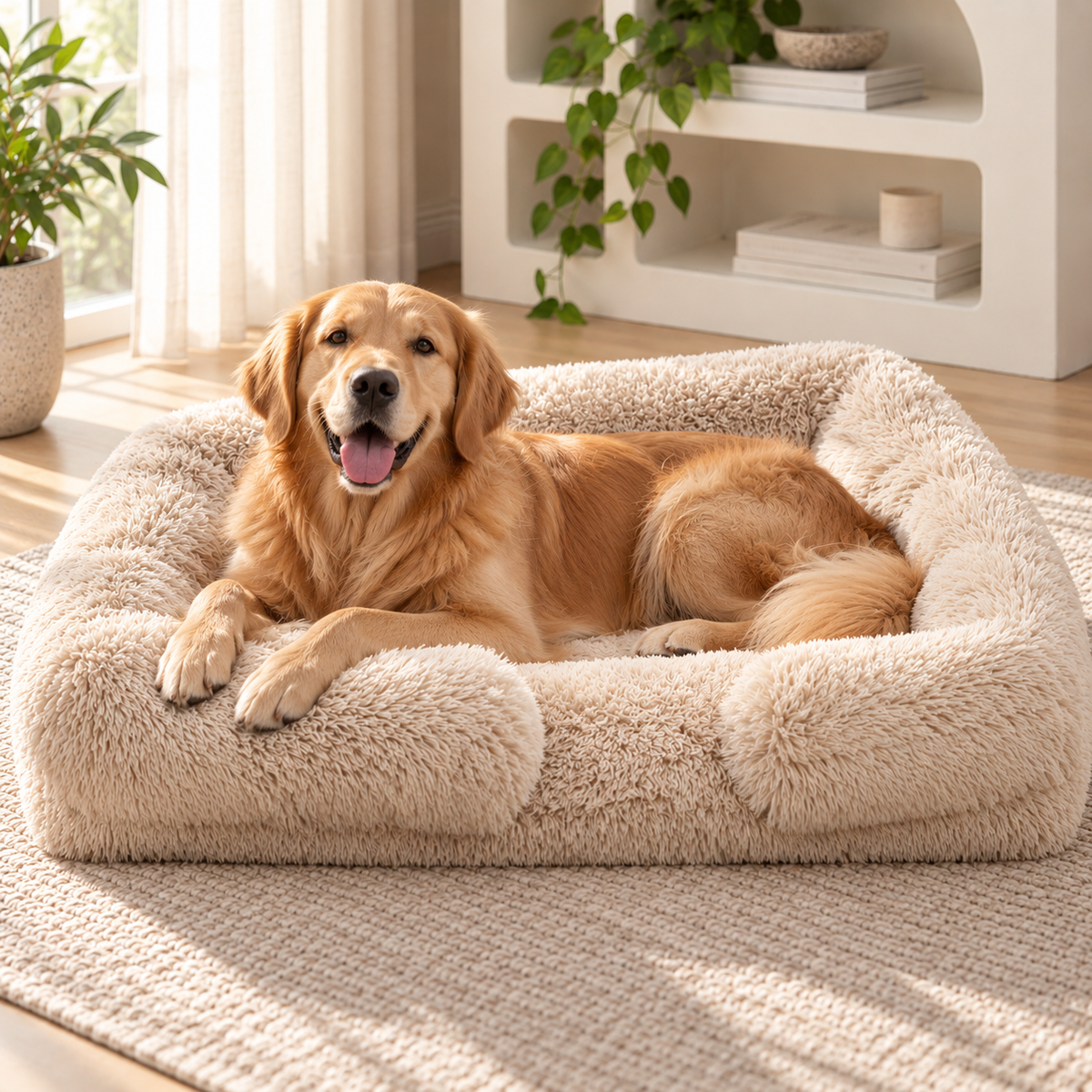 Fluffy Dog Bed with Raised Sides