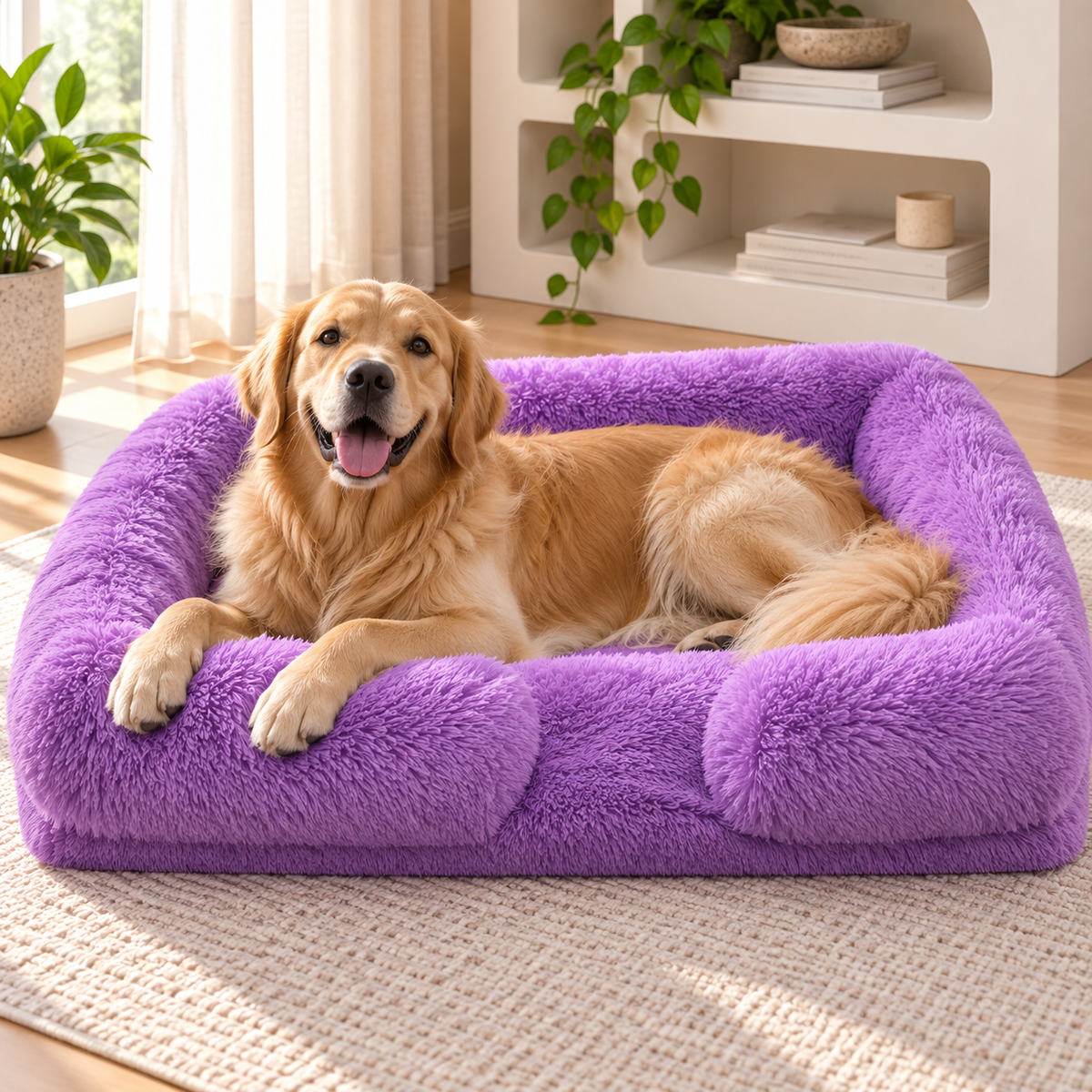 Fluffy Dog Bed with Raised Sides