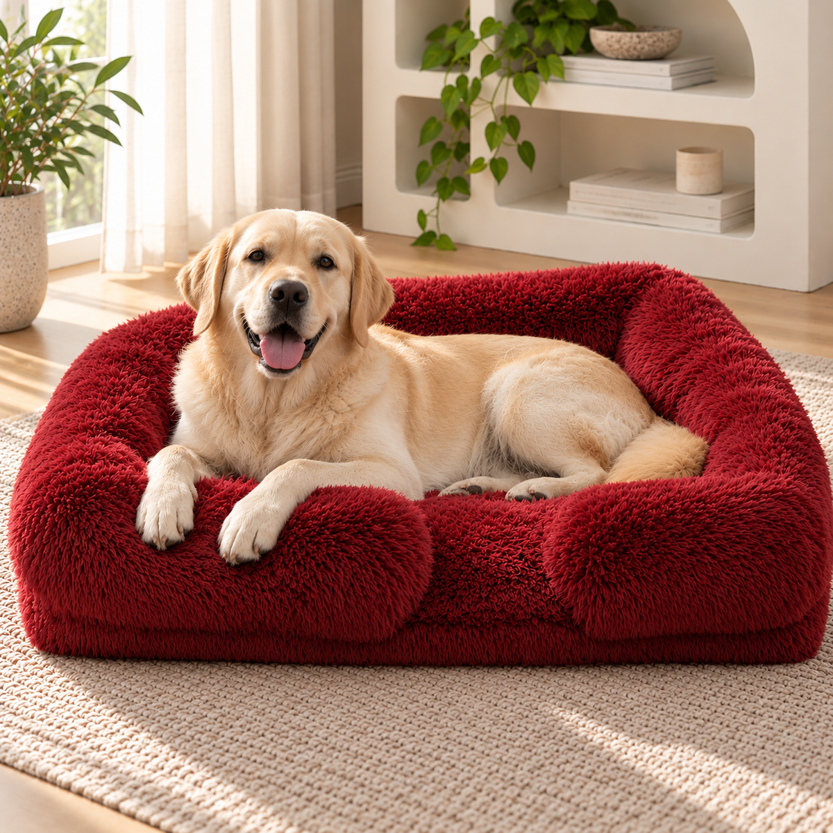 Fluffy Dog Bed with Raised Sides