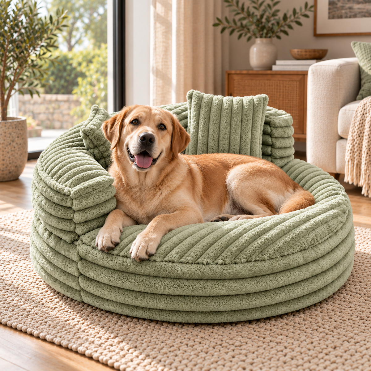 Corduroy Dog Sofa Bed with Raised Sides