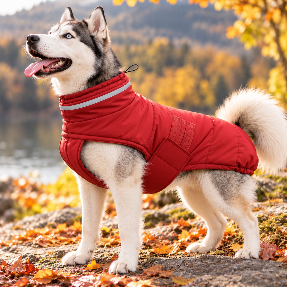 Padded Winter Dog Coat with High Collar