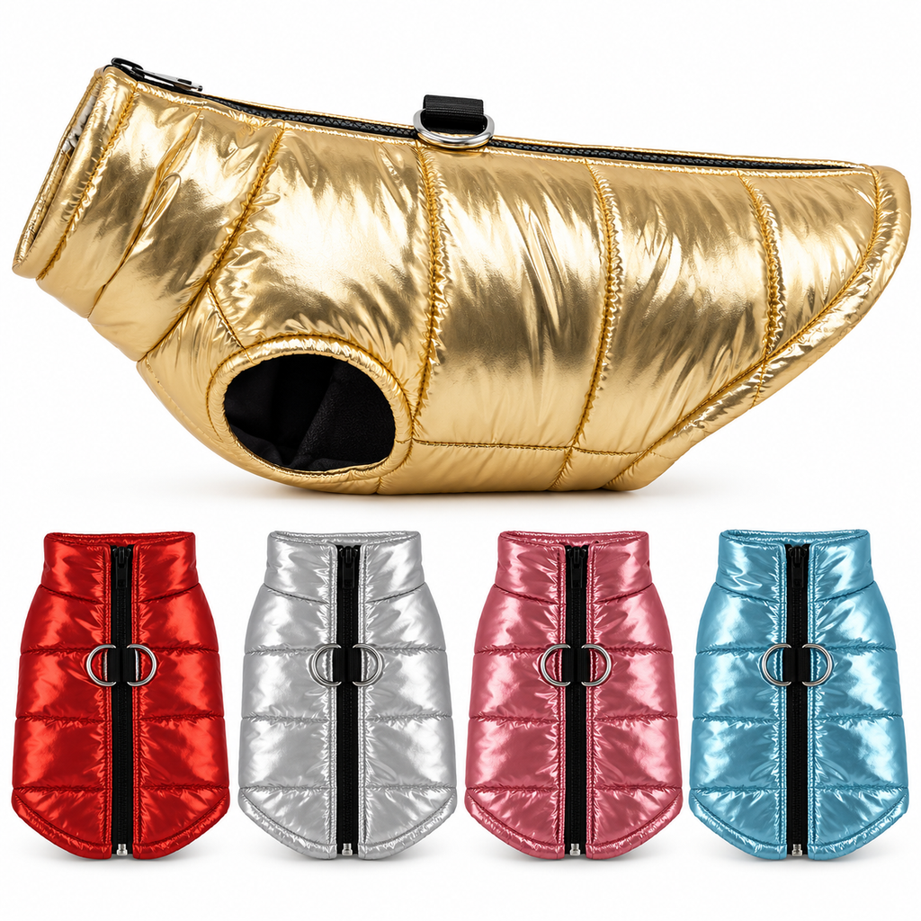 Metallic Puffer Jacket for Dogs