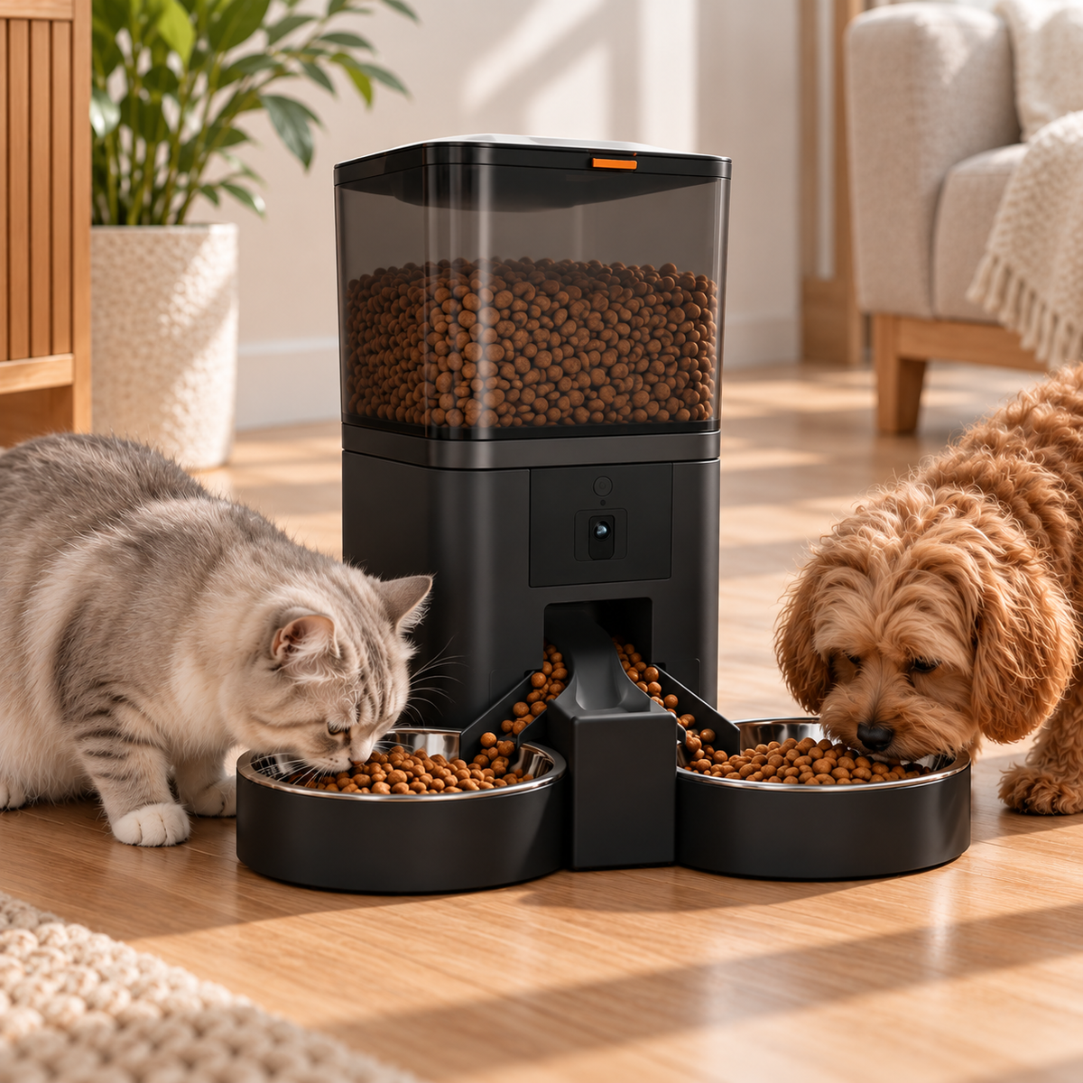 Smart Automatic Pet Feeder with WiFi App Control and Dual Bowls 6L