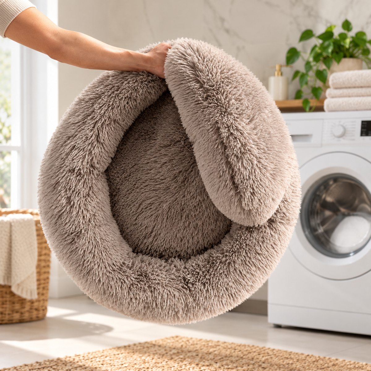 Fluffy Donut Dog Bed with Raised Sides