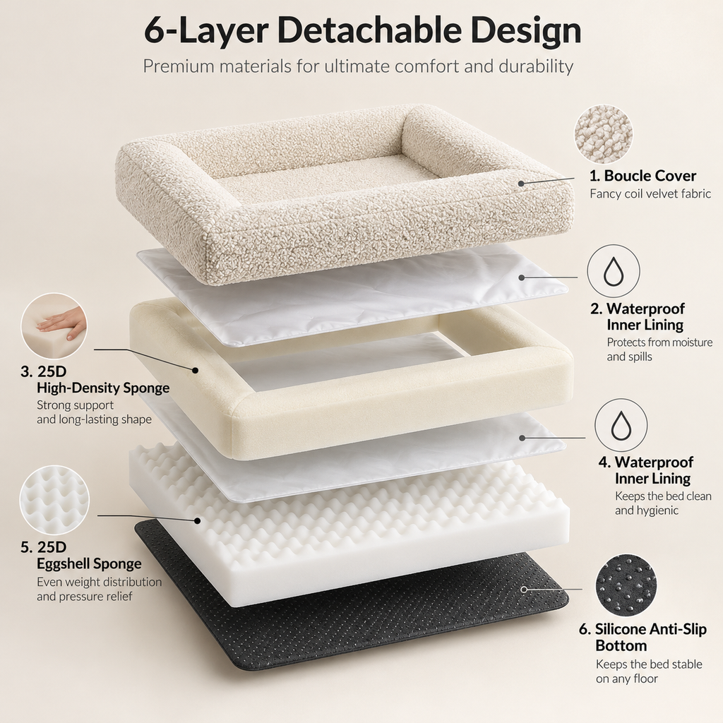 Soft Dog Bed with Raised Supportive Edges