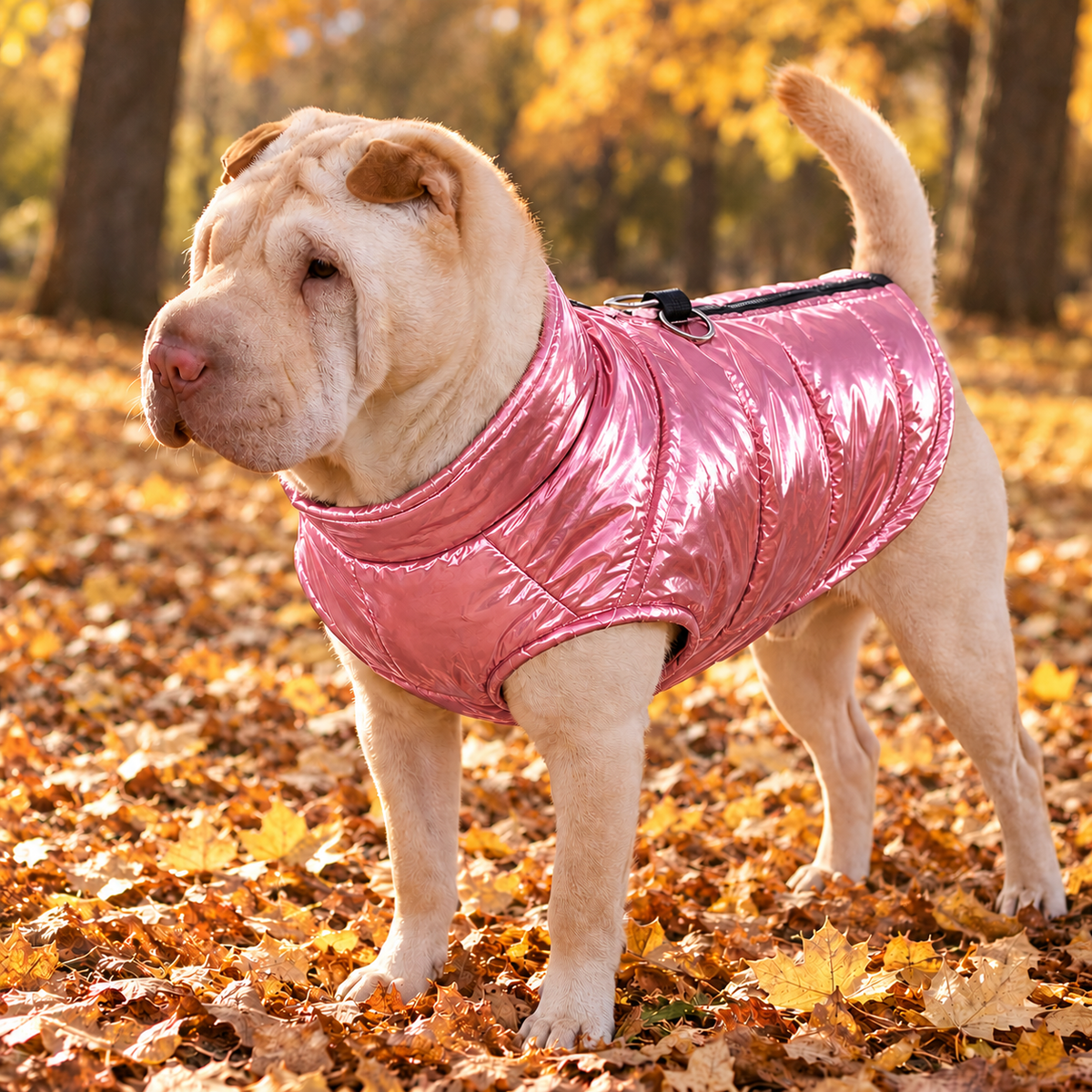 Metallic Puffer Jacket for Dogs