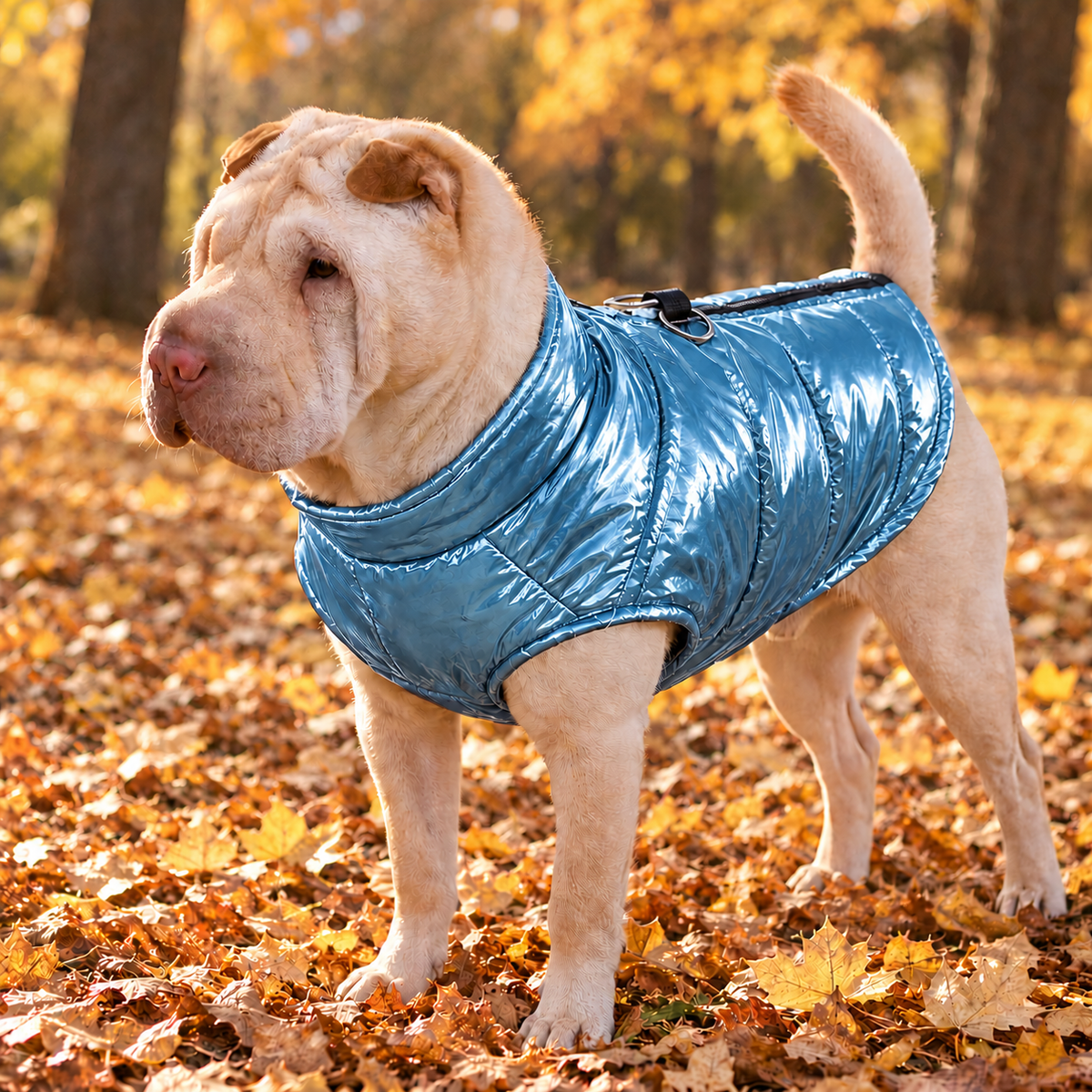 Metallic Puffer Jacket for Dogs