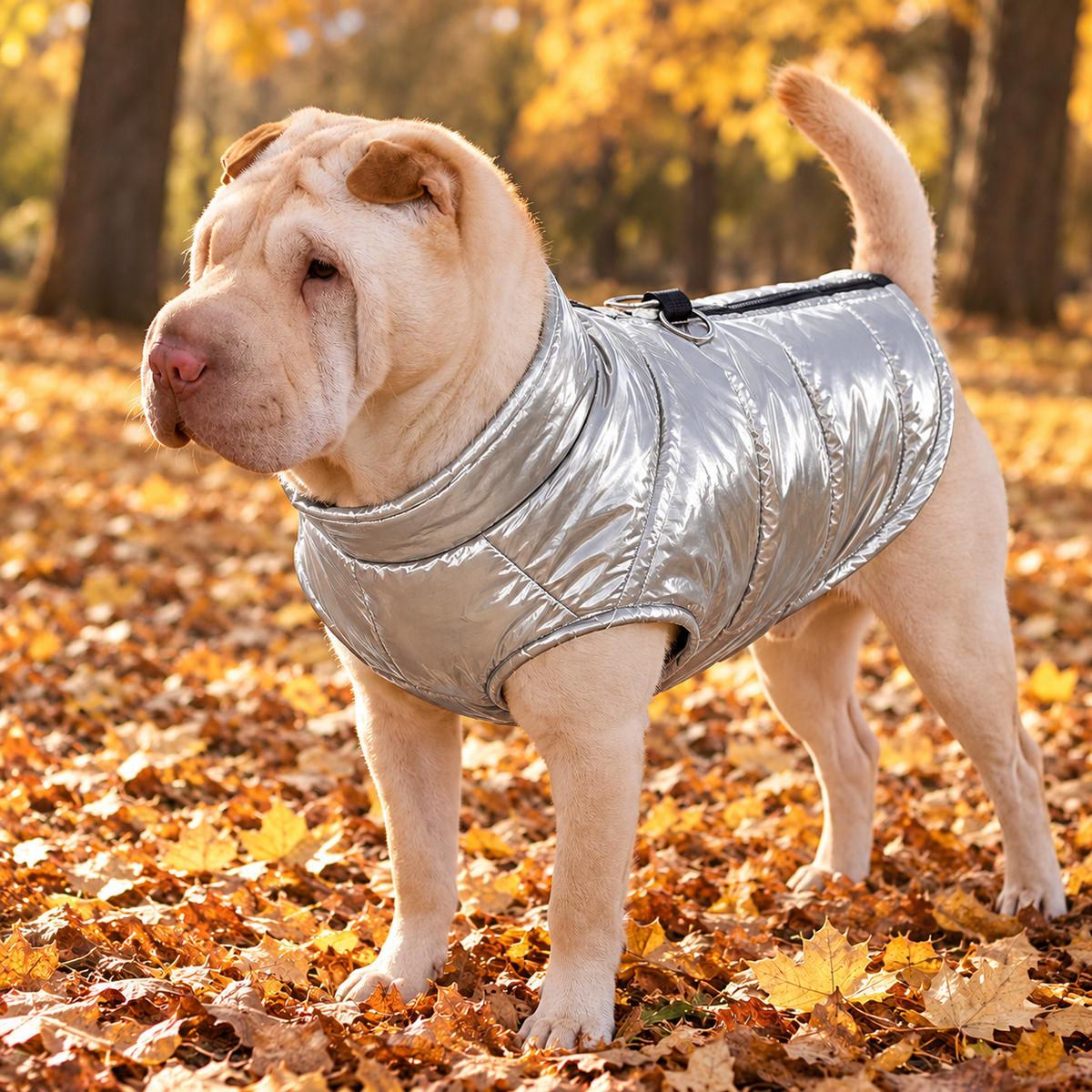 Metallic Puffer Jacket for Dogs