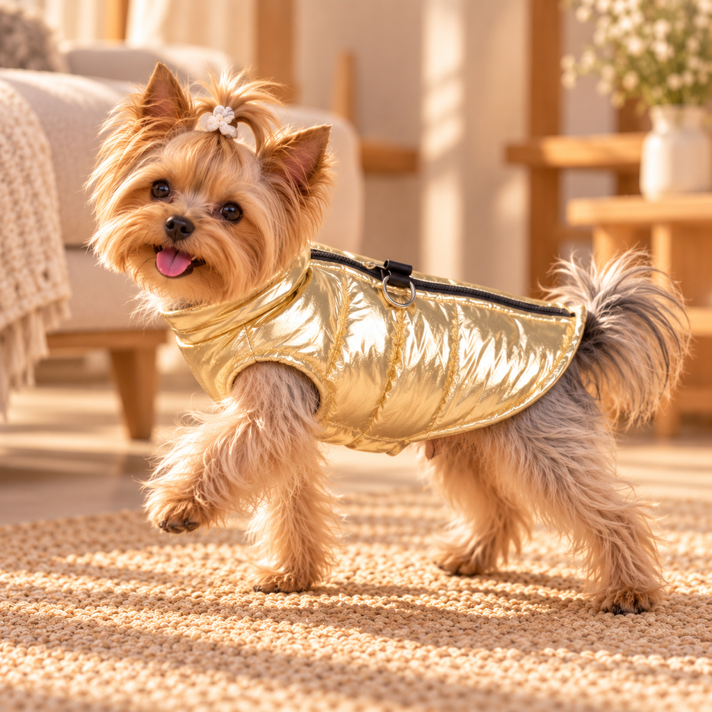 Metallic Puffer Jacket for Dogs