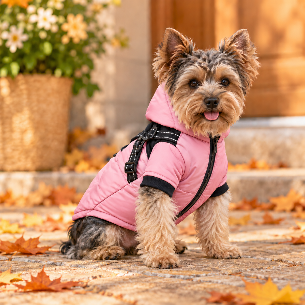 Waterproof Dog Winter Jacket with Built-In Harness